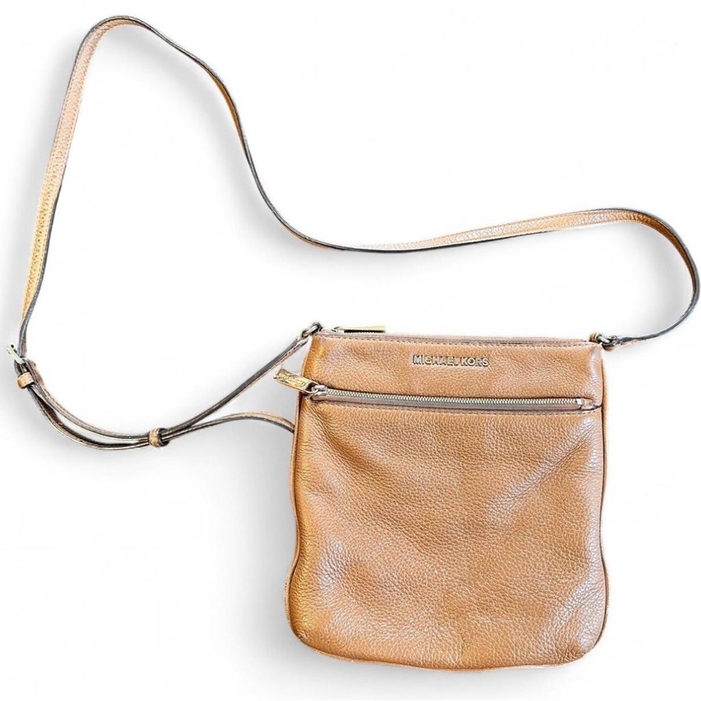 Michael Kors Small Flat Brown Leather Crossbody Bag Purse